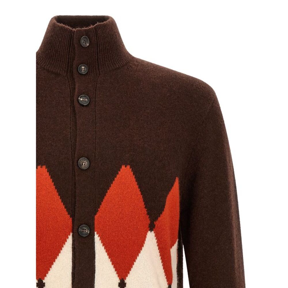 Ballantyne Men 'Classic Diamond' Diamond Intarsia Cardigan - Picture 3 of 4